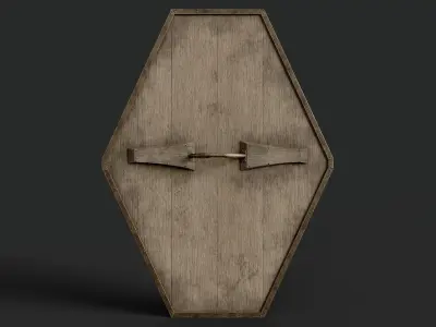 Slavic diamond-shaped shield painted blue with trees symbol Low-poly 3D model