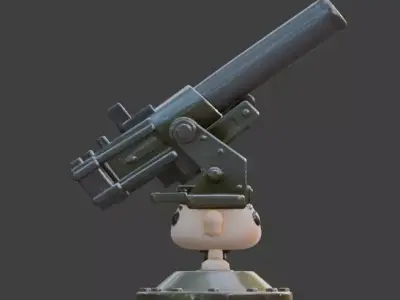 Stylized Chibi WWII Anti-Aircraft Gun Low-poly 3D model