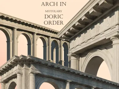 Arch Doric  Mutulary column with pedestal  on Vignola 3D model