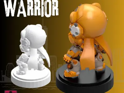 Chibi Panda Mecha Warrior STL File 3D print model