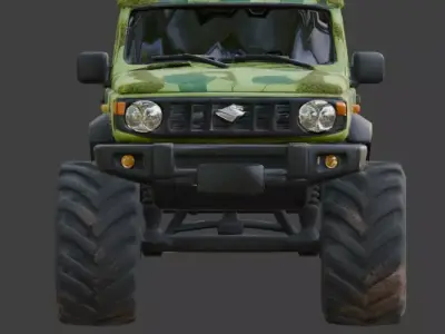 Stylized Jungle Mossy SUV Scout Low-poly 3D model
