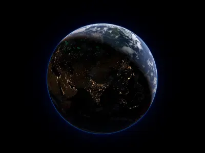  Earth Horizon with Polar Lights Volumetric Animated For Blender 