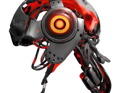 Damaged SciFi Robot Core Low-poly 3D model