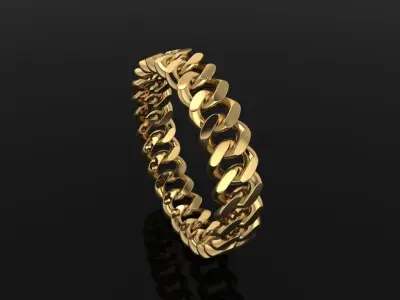 Cuban Link Band Ring SIZE 6 3D print model