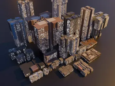 Sci-Fi Cyberpunk Buildings Pack -26 Buildings 3D Model 3D model