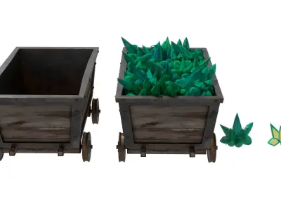 Cartoon Mining Cart Low-poly 3D model