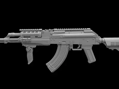 Ak 47 tactical ris m4 stock 3D model