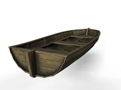 Wooden Boat Low-poly 3D model