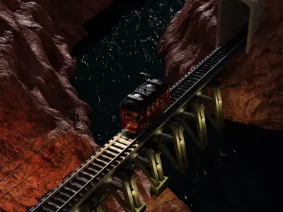 Tram Goes Through Canyon 3D model