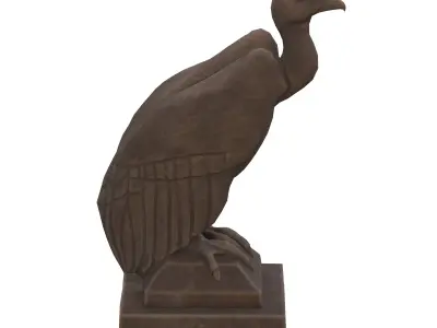 Vulture wood statue Low-poly 3D model