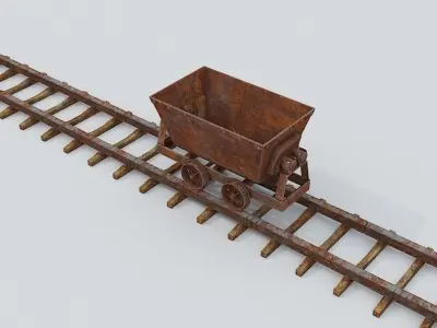 Mine Wagon 6  Low-poly 3D model