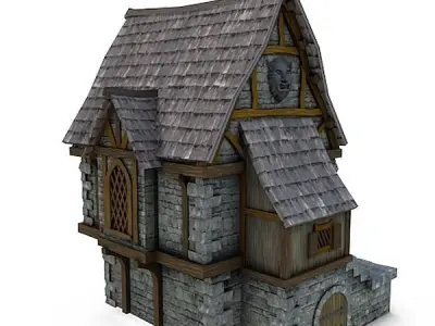 Medieval Building 16 Merchant Shop Low-poly 3D model
