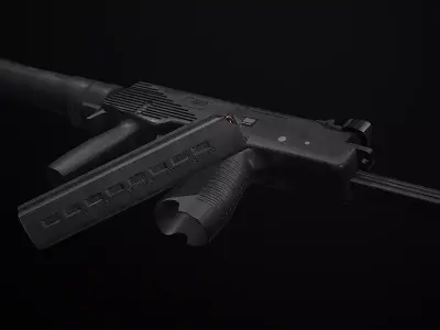 mp9 submachine pistol Low-poly 3D model