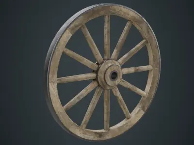 Wagon Wheel 1B Low-poly 3D model