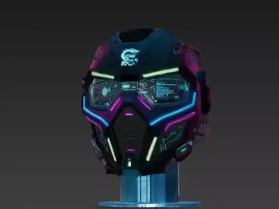 Cyberpunk Helmet 3D Model - Sci-Fi and Futuristic Prop 3D model