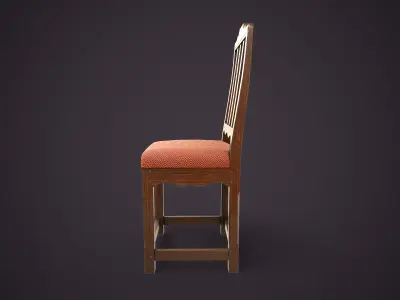 Vintage Wooden Chair Low-poly 3D model