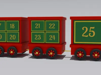 Christmas train advent calendar type with ajustable shelfs 3D model