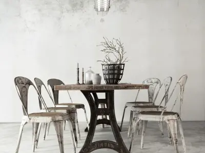 Table and Chairs Set 3D model purchase