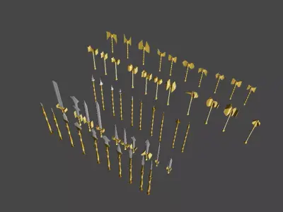 Dwarven package weapons Low-poly 3D model