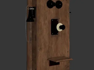 Early 1900s Antique Oak Wall Telephone 3D model