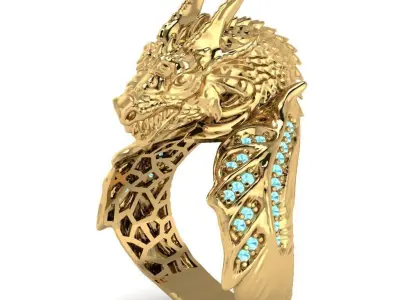 Dragon Ring 3D print model 6