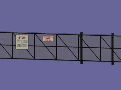 Perimeter Fencing set - US Style Black 3D model