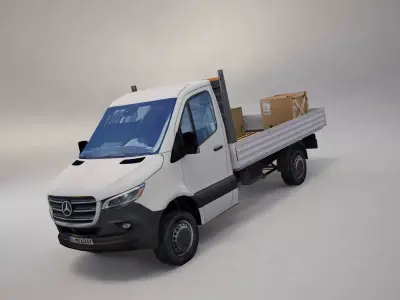 Mercedes Benz Sprinter 2020 Pickup truck L2 drop side low poly  Low-poly 3D model