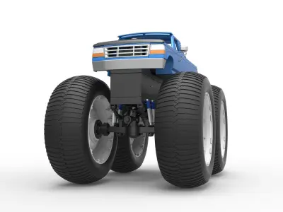 Vintage Monster Truck Scale 1 to 25 3D print model get
