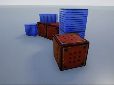 Lowpoly Metal Sci-Fi Crates and Containers Low-poly 3D model