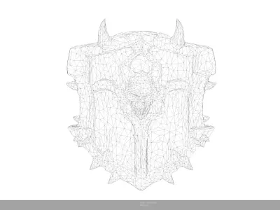 Stylized Demon Skull Shield Low-poly 3D model