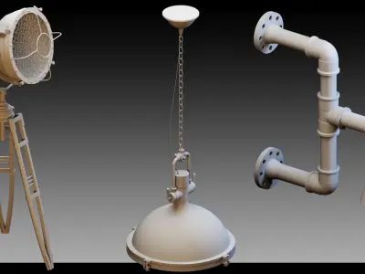50- Industrial lightings 3D model