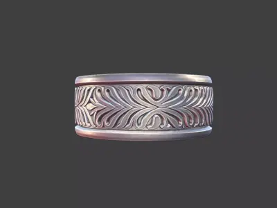 classical Mens Ring Ornate Silver Band Jewelry Model 3D print model