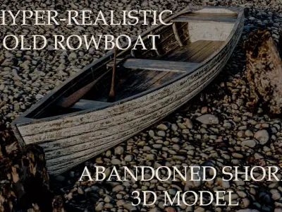 old wooden fishing boat  3D model