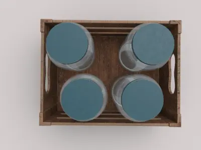 Wooden Crate With Jars Free low-poly 3D model