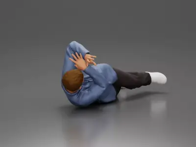 Man Lying on the Ground Defending Himself from an Attack 3D print model