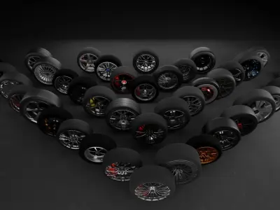 43 High Quality Rims with wheels and calipers 3D model