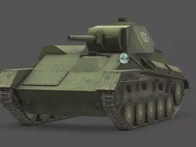  T-70 Light Tank 3D Model Low-poly 3D model