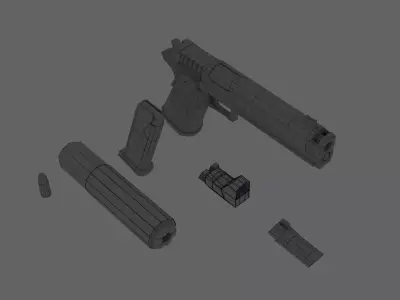 Pistol Low Poly-Game Ready Low-poly 3D model