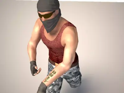 Terrorist character mercenary Low-poly 3D model