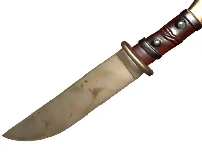 Rustic Combat Knife Low-poly 3D model