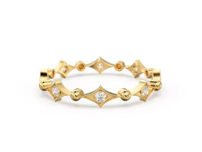 Antique Diamond Eternity Ring Round Diamond Wedding Band 3D 3D print model