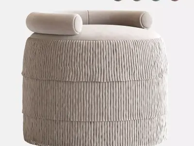 21st Century Beth Fringes Stool Cotton Velvet 3D model