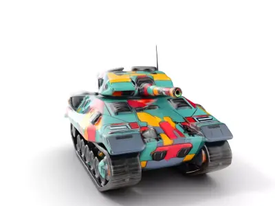 Colorful Camouflage Tank model pack for realistic simulation Low-poly 3D model