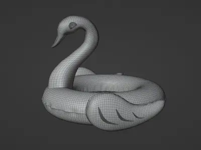 Inflatable White Swan Toy 3D model