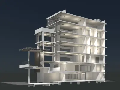 Office building in section cut 24ZZ39 3D model