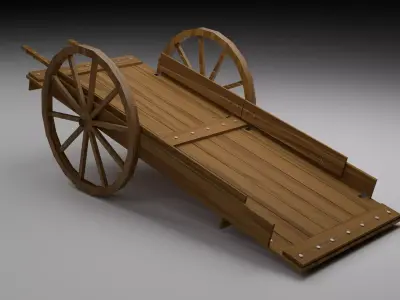 Wooden Cart  Free low-poly 3D model