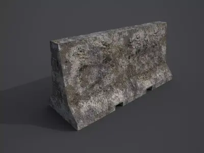 Concrete barrier  Low-poly 3D model