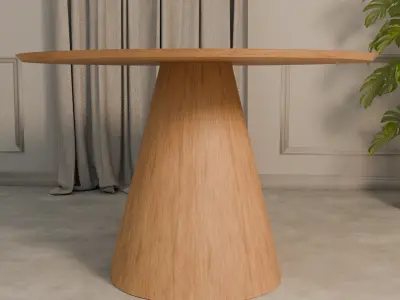 Round Wooden Table  Free low-poly 3D model