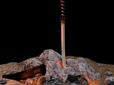 Katana Low-poly 3D model 9
