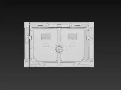 Sci-Fi Rusted Industrial Vault Door - PBR Low Poly Game Ready Low-poly 3D model